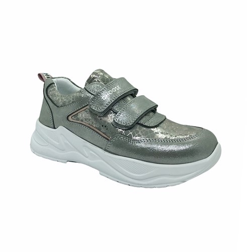 Кроссовки для девочки, цвет серебристо-серый (принт), на липучках 2865