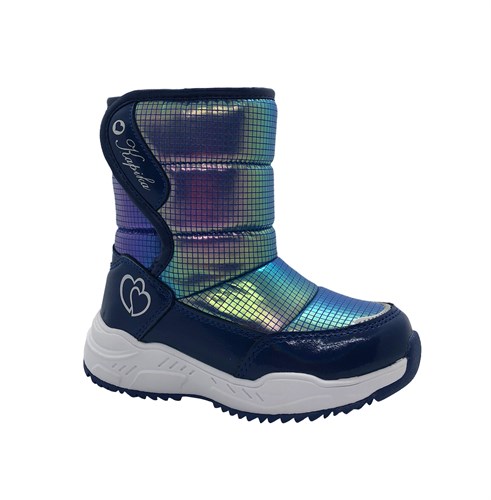 Дутики для девочки, цвет синий (принт клетка), липучка 3014