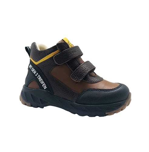 Ботинки демисезонные для мальчика, цвет коричневый/черный, на липучках 3127