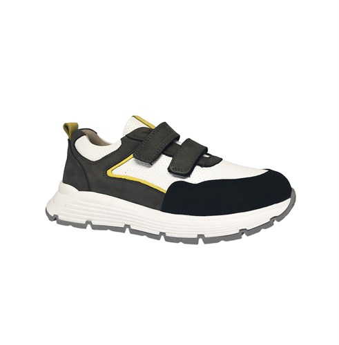 Кроссовки для мальчика, цвет белый/серый/желтый, липучки 3570