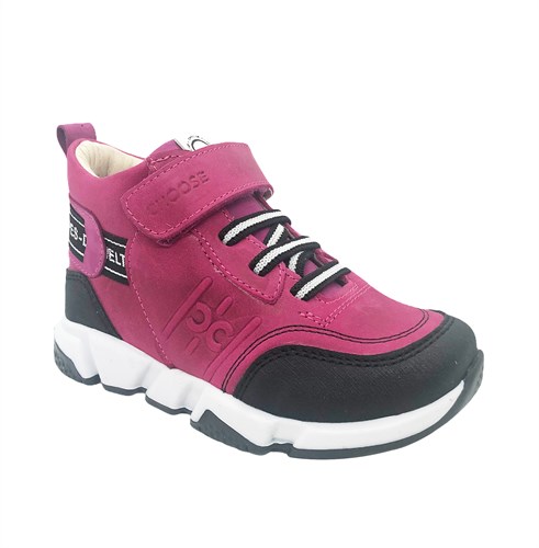 Ботинки демисезонные, цвет малиновый, шнурки/липучка 2053