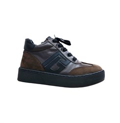 Ботинки кроссовочного типа для мальчика, цвет темно-коричневый, шнурки, молния 3878